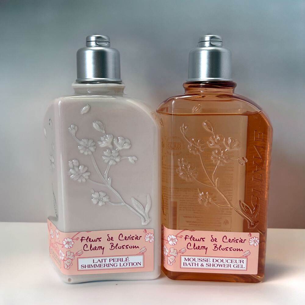 L'Occitane Cherry Blossom Bath Shower Gel & Shimmering Body Lotion Set 250ml